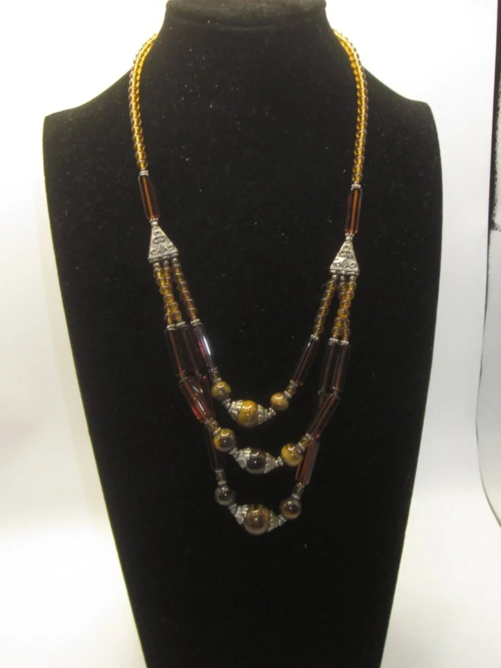 Brown Glass Beaded Necklace - Picture 2 of 4